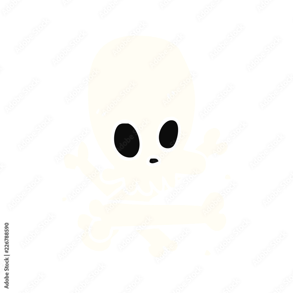 flat color style cartoon skull and bones flat color style cartoon skull and bones