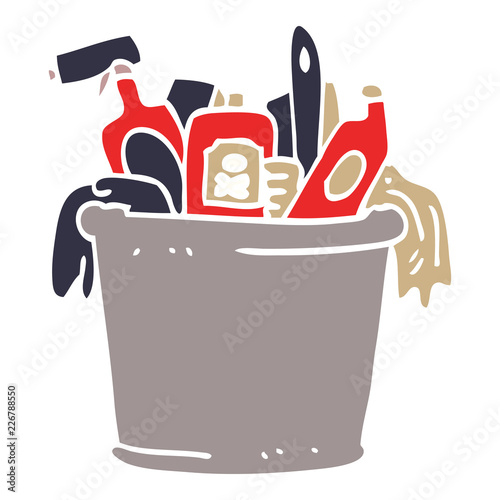 cartoon doodle house cleaning products