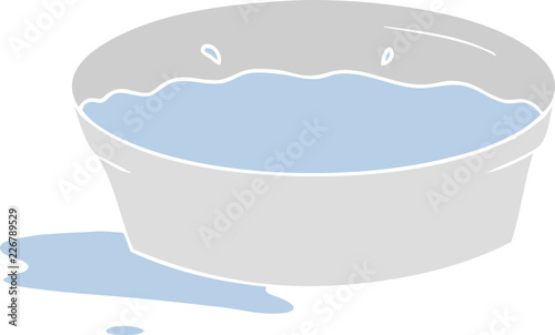 flat color style cartoon dog water bowl