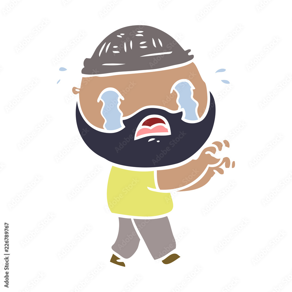 flat color style cartoon bearded man crying flat color style cartoon bearded man crying