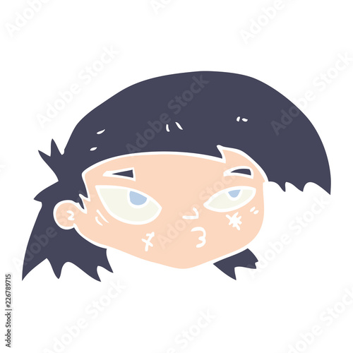 flat color style cartoon scratched up face