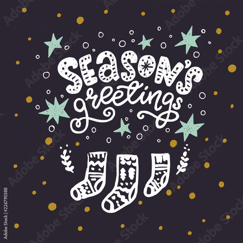 Season s Greeting hand lettering card