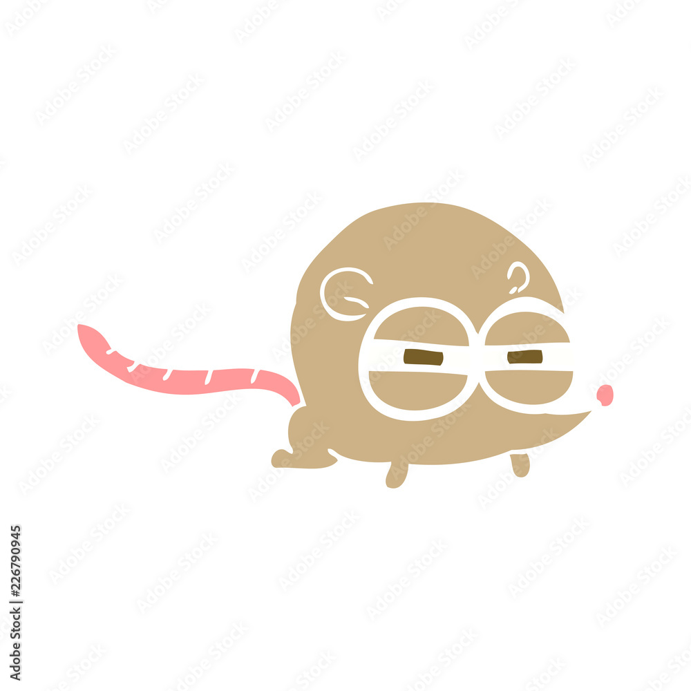 Obraz premium flat color illustration of a cartoon evil mouse