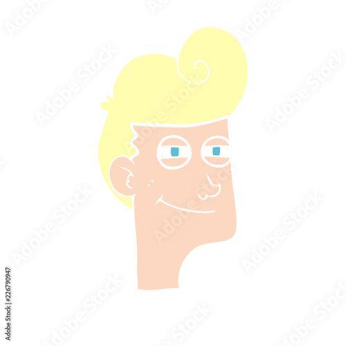 flat color illustration of a cartoon smiling man