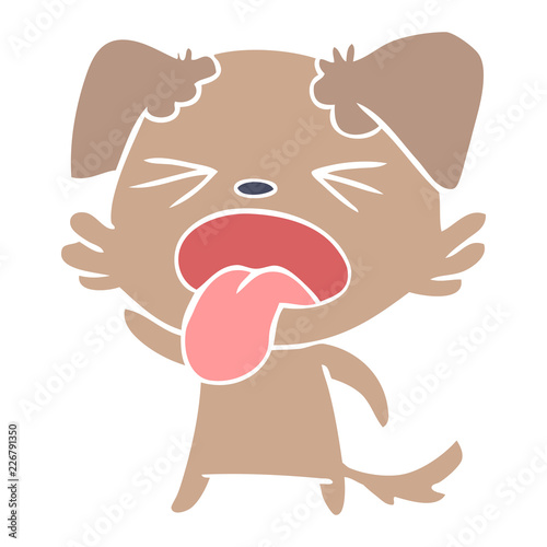 flat color style cartoon disgusted dog