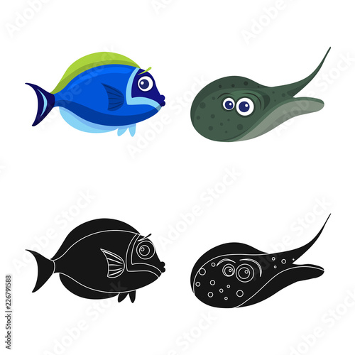 Vector illustration of sea and animal logo. Collection of sea and marine stock vector illustration.