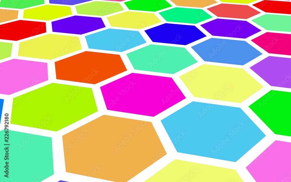 Honeycomb multi-colored. Perspective view on polygon look like honeycomb. Wavy surface. Isometric geometry. 3D illustration Honeycomb multi-colored. Perspective view on polygon look like honeycomb. Wavy surface. Isometric geometry. 3D illustration