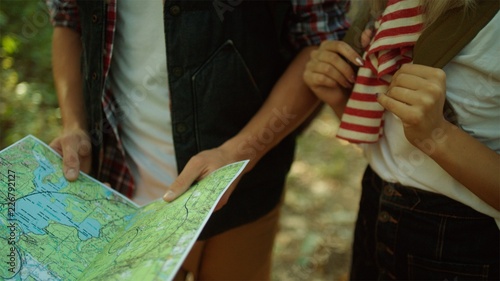 Close up of the national park map in the hands of traveler