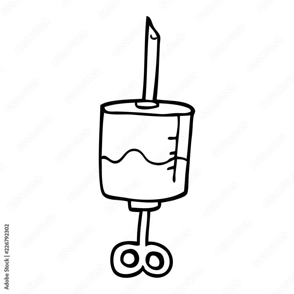 line drawing cartoon medical syringe