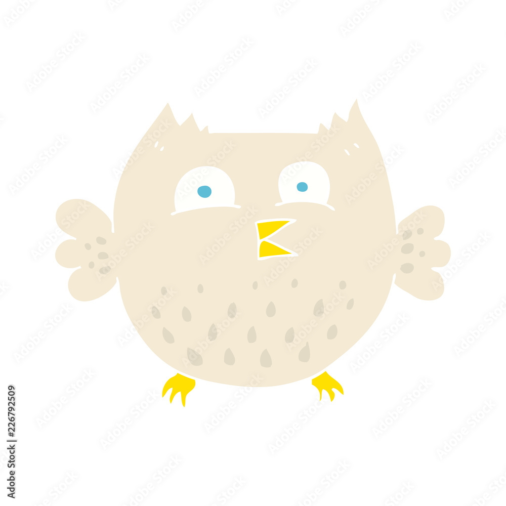 flat color illustration of a cartoon happy owl flat color illustration of a cartoon happy owl