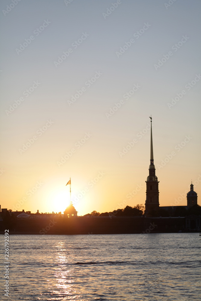 peter and paul fortress at sunset