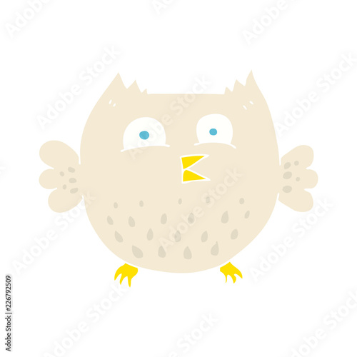flat color illustration of a cartoon happy owl