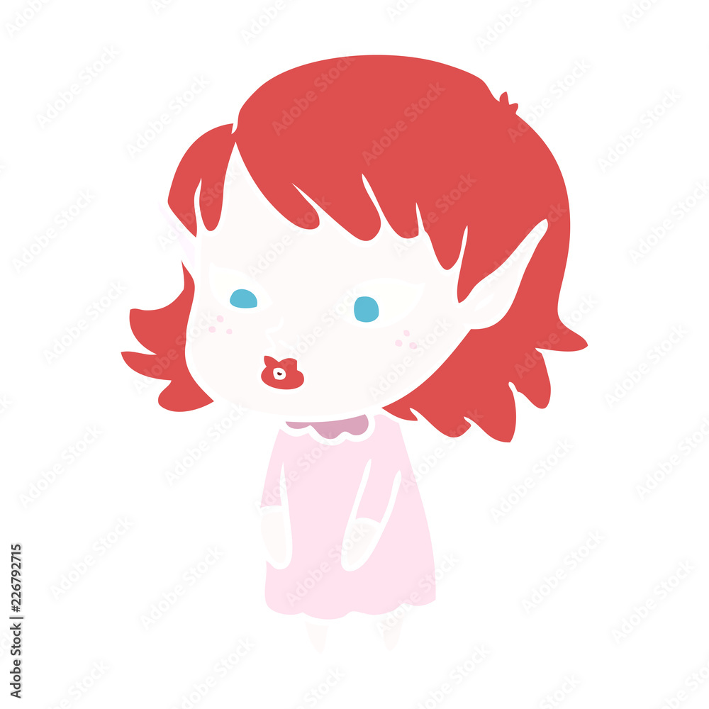 flat color style cartoon elf girl with pointy ears flat color style cartoon elf girl with pointy ears