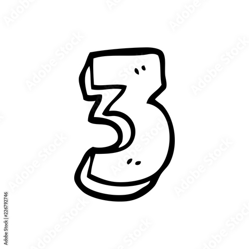 line drawing cartoon number three