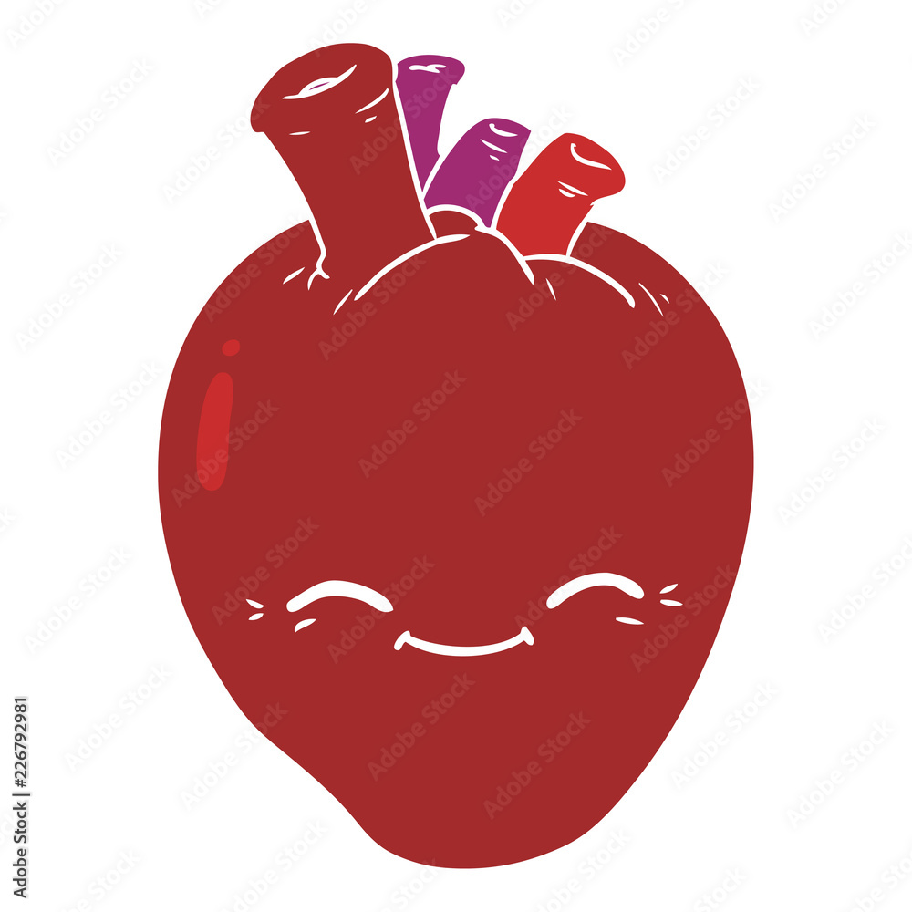 flat color style cartoon happy heart flat color style cartoon happy heart