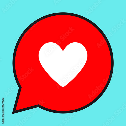 Heart in a speech bubble, vector love icon.