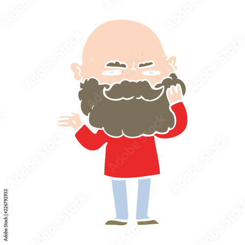 flat color style cartoon man with beard frowning