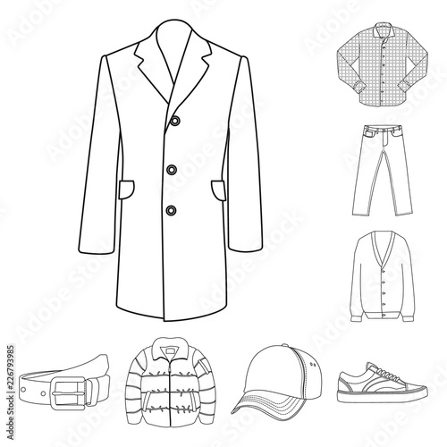 Isolated object of man and clothing symbol. Collection of man and wear stock vector illustration.