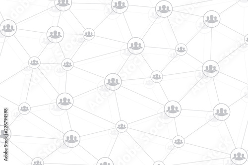 Social media network and marketing concept on World Map background. Global business concept and internet technology, Analytical networks. Vector illustration
