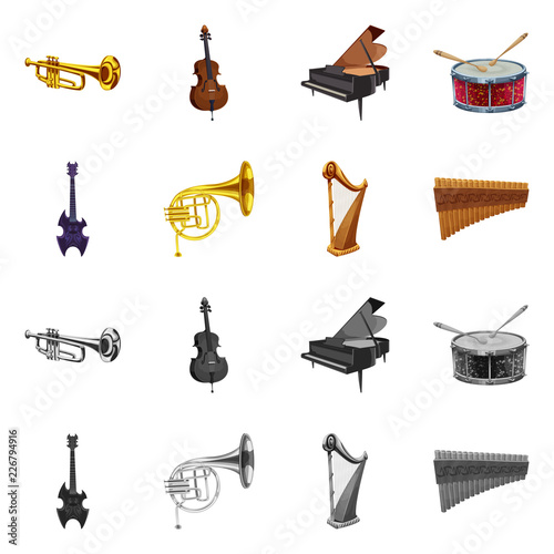 Isolated object of music and tune icon. Set of music and tool stock vector illustration.