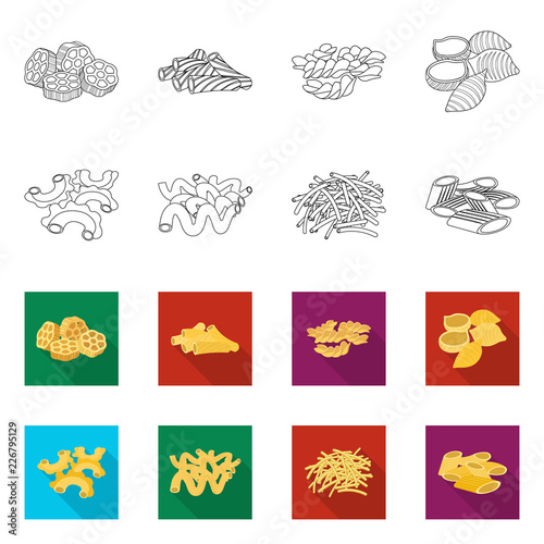 Vector design of pasta and carbohydrate icon. Collection of pasta and macaroni stock symbol for web.