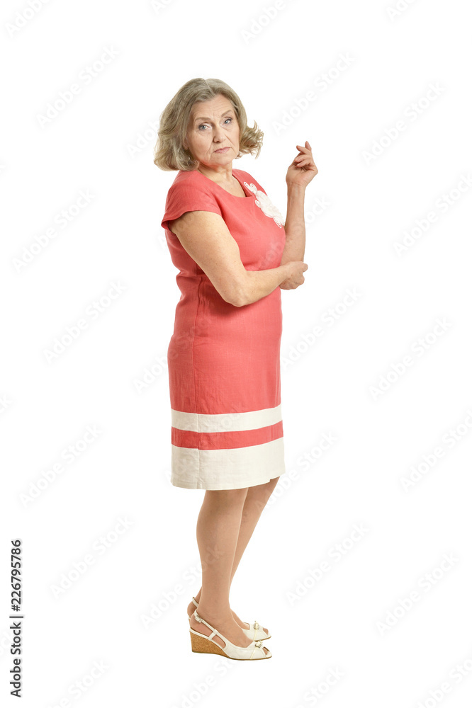 Portrait of a beautiful senior woman posing on white background Portrait of a beautiful senior woman posing on white background