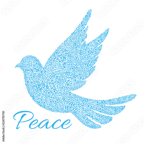 Mosaic dove of peace, teal pigeons, circle mosaic