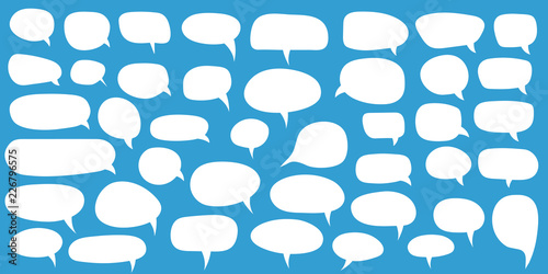 Set of speech bubbles. Blank empty vector white speech bubbles. Cartoon balloon word design.