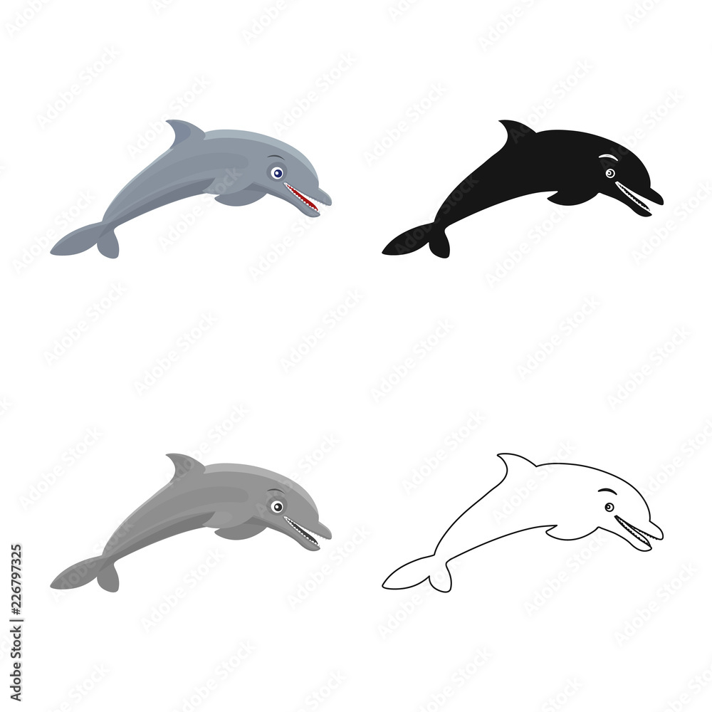 Fototapeta premium Vector illustration of sea and animal sign. Set of sea and marine stock vector illustration.