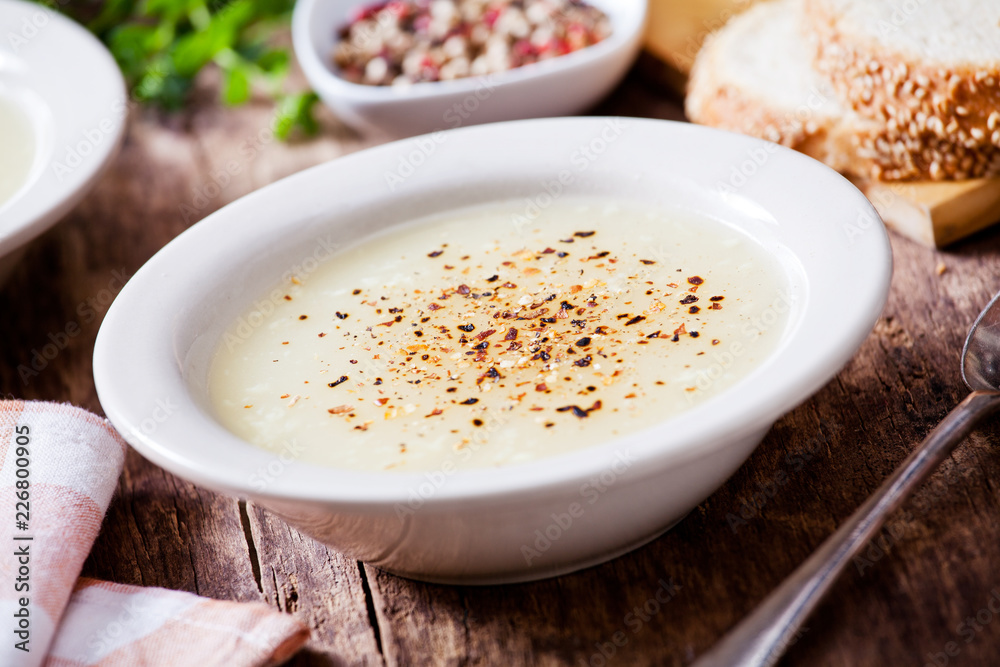Bowl Of Spicy And Creamy Mushroom Soup Bowl Of Spicy And Creamy Mushroom Soup