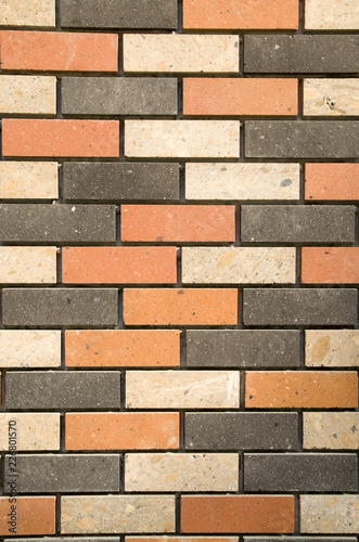 Facade with decorative tuff imitating bricks