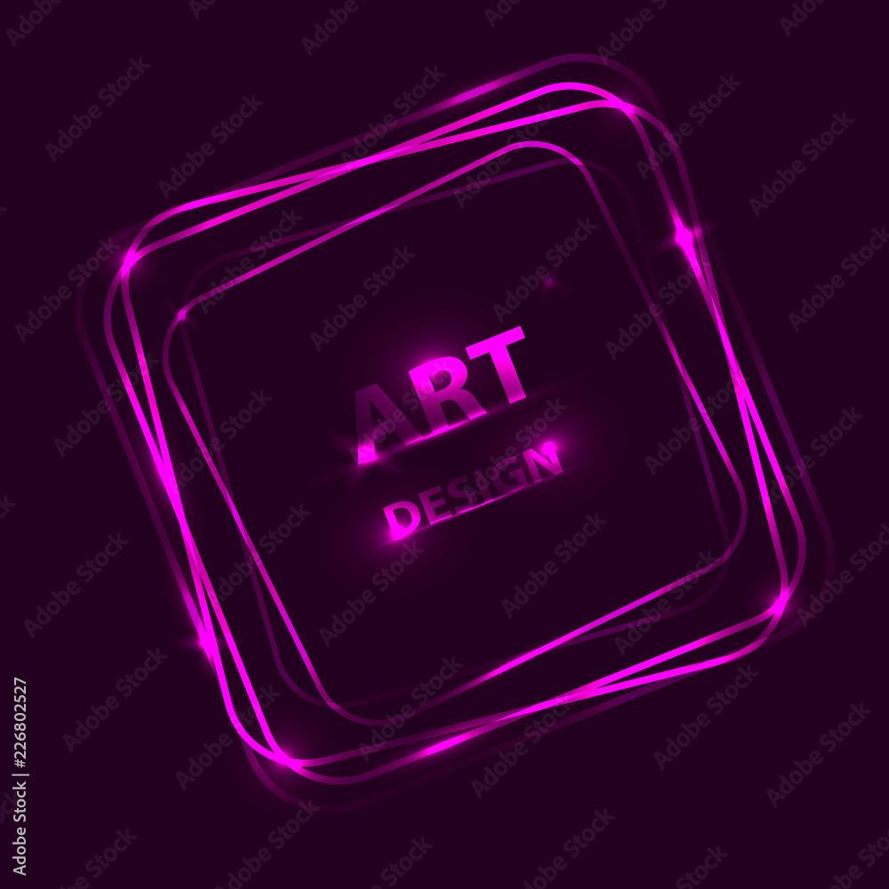 Vector design of neon squares. Shining banner on a dark background. Vector design of neon squares. Shining banner on a dark background.