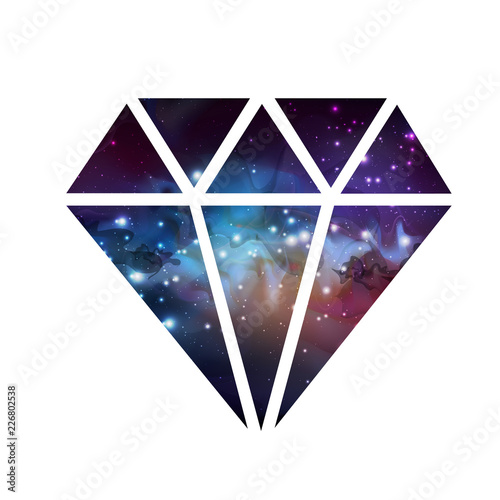 Diamond flat vector icon with space background inside photo