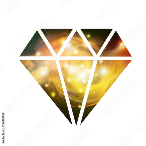 Diamond flat vector icon with space background inside