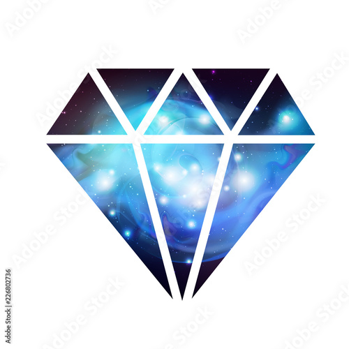 Diamond flat vector icon with space background inside photo