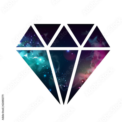 Diamond flat vector icon with space background inside