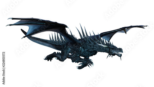 3D Rendering Fairy Tale Dragon on White