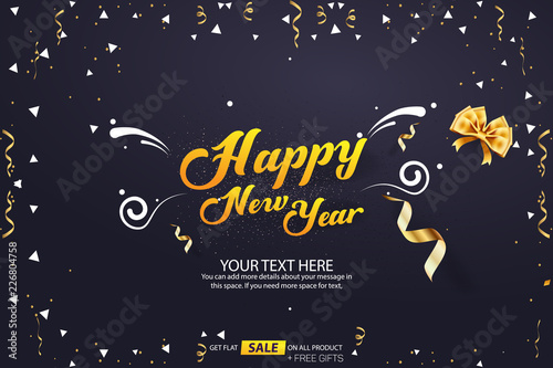 Happy New Year Sale Banner Cover Vector Template Design