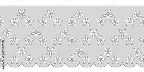 Decorative ornament for border of fabric. Stylized texture of embroidery, imitation satin stitch. Vector pattern for printing on fabric, clothes, hem of dress, cuff, collar. 