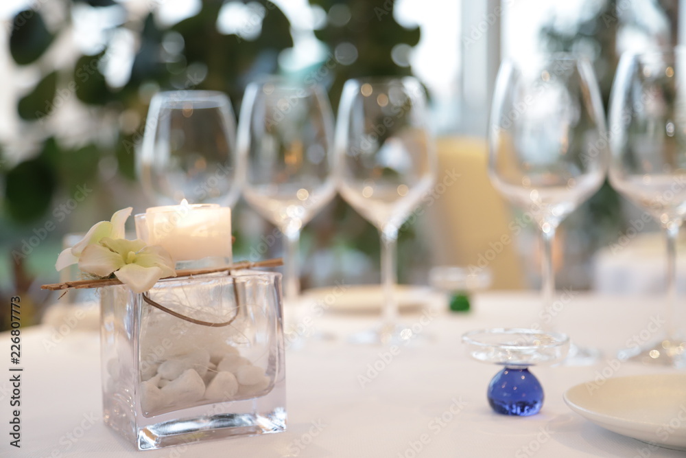 centerpiece candle in an elegant restaurant for weddings centerpiece candle in an elegant restaurant for weddings