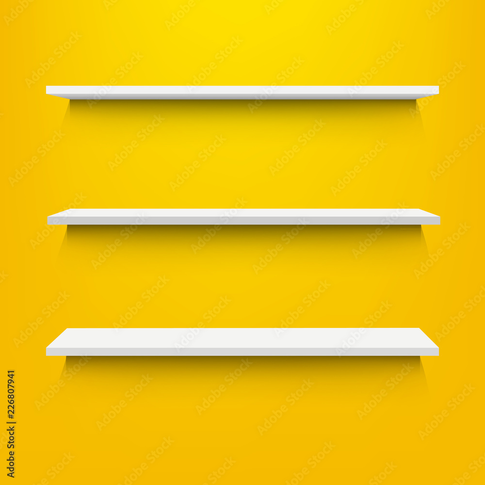 Empty Shelves With Yellow Background Empty Shelves With Yellow Background