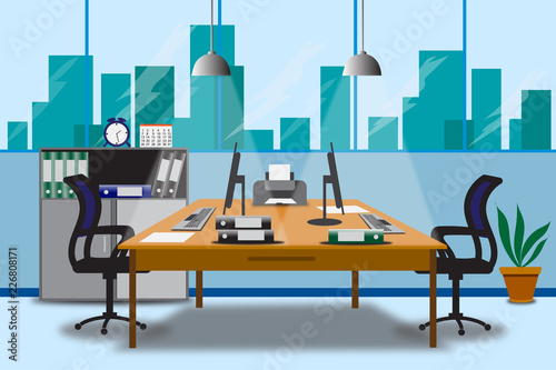 Vector illustration design of modern office designer workplace.
