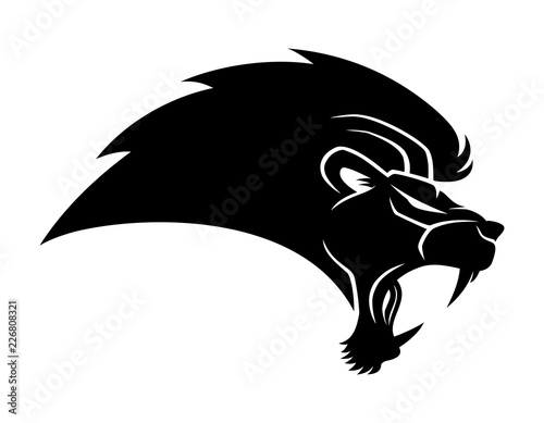 Fototapeta Naklejka Na Ścianę i Meble -  Black lion sign on a white background.