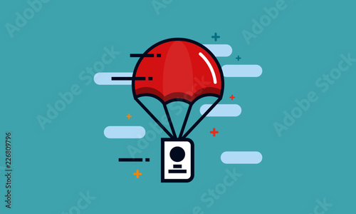 Parachute with Simple Passport Vector Illustration Delivery Concept