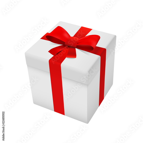 White Gift Pack Box Top Vector Illustration