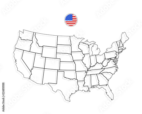 United States Of America Map. USA Vector. Black