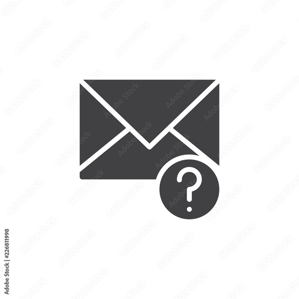 Unknown mail vector icon. filled flat sign for mobile concept and web design. Envelope with question mark simple solid icon. Symbol, logo illustration. Pixel perfect vector graphics Unknown mail vector icon. filled flat sign for mobile concept and web design. Envelope with question mark simple solid icon. Symbol, logo illustration. Pixel perfect vector graphics