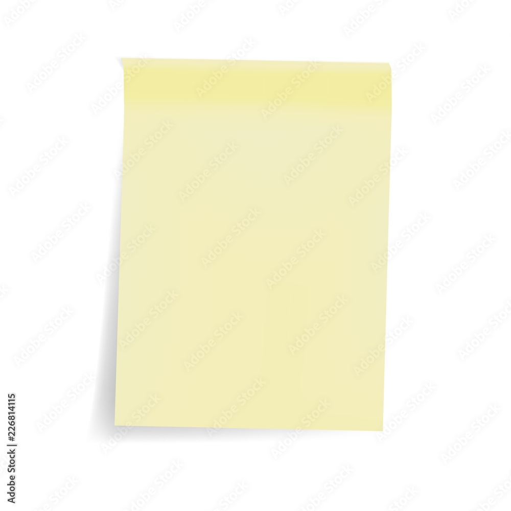 Empty yellow sticky note sheet, blank self stick pad - vector mock up Empty yellow sticky note sheet, blank self stick pad - vector mock up