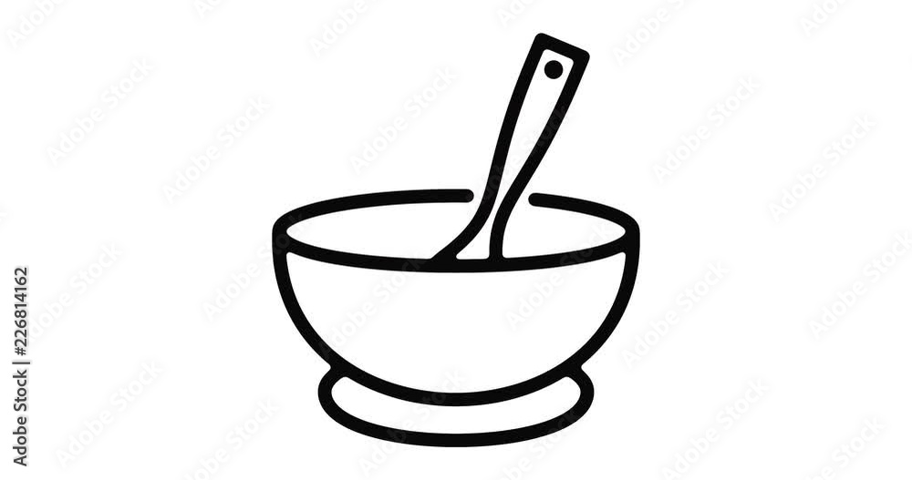 Soup line icon motion graphic animation with alpha channel. Soup line icon motion graphic animation with alpha channel.