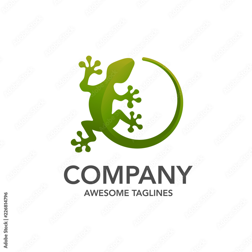 Obraz premium Jaszczurka wektor ilustracja logo szablon ikona designu, kreatywny wektor logo gekona